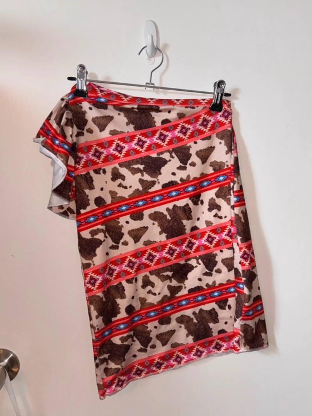 One-Shoulder Cowprint & Aztec Stripe Dress - 4T